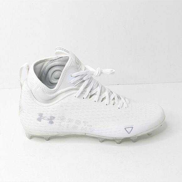 Under Armour Spotlight Lux MC 2.0 Football Cleats, White, Mens 9.5